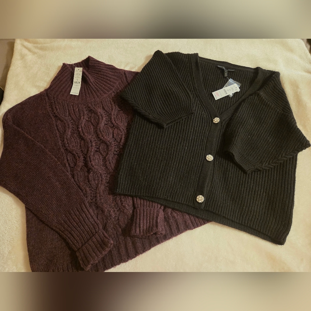 WHBM Women's Black(L) and Purple(M) Sweaters